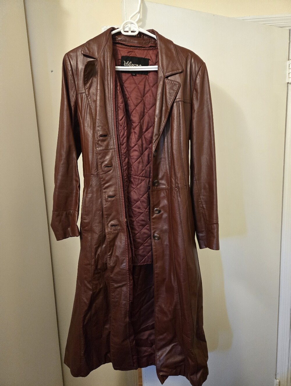 Wilson Burgundy Leather Trench Coat